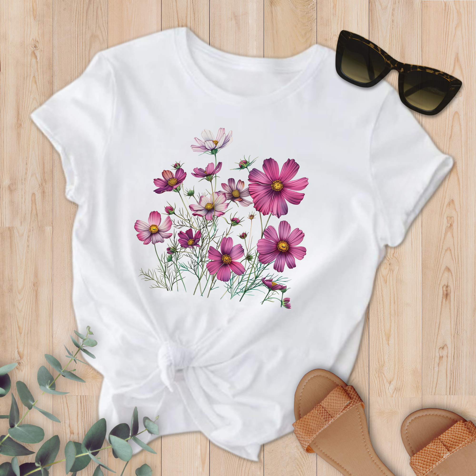 T-shirt Fleur de Cosmos fushia