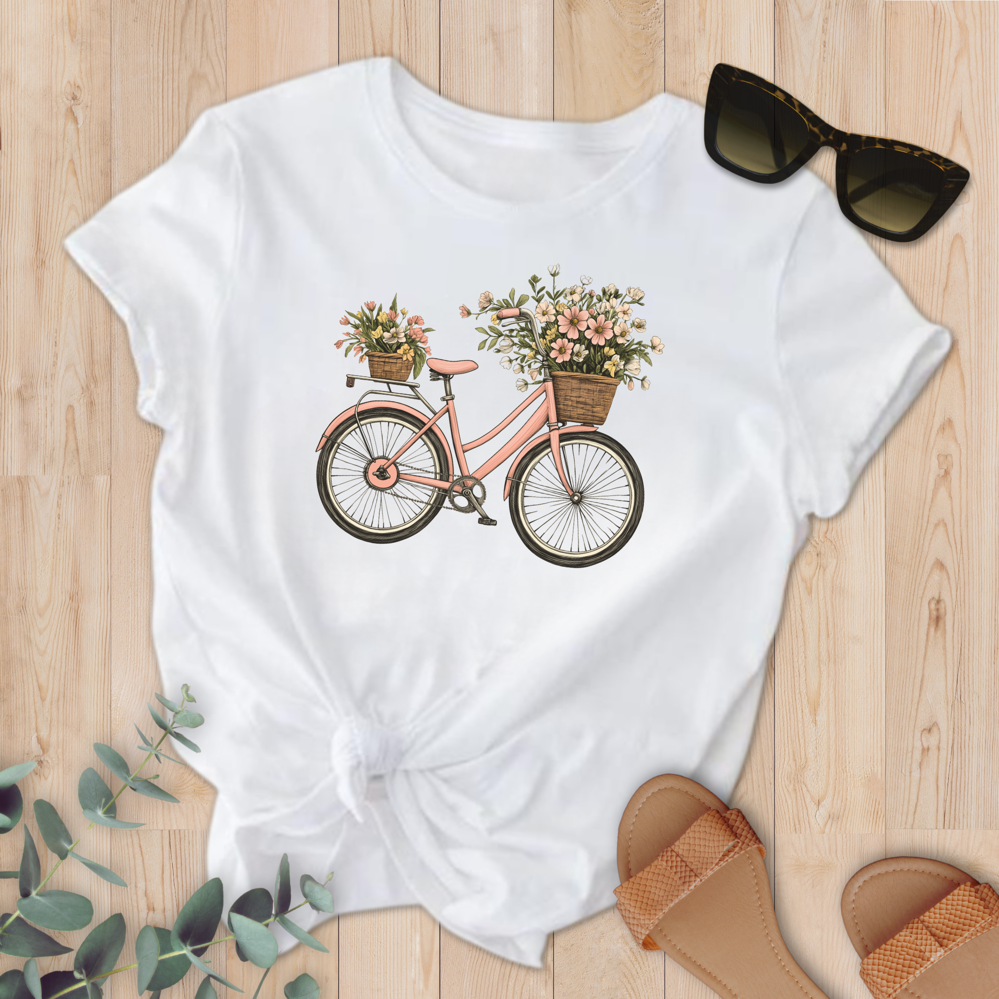 t-shirt bicyclette fleurie