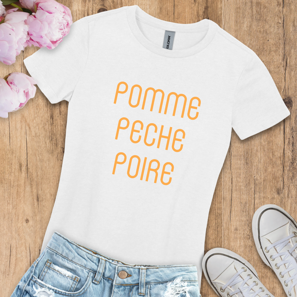 T-shirt fruits : Pomme Pêche Poire