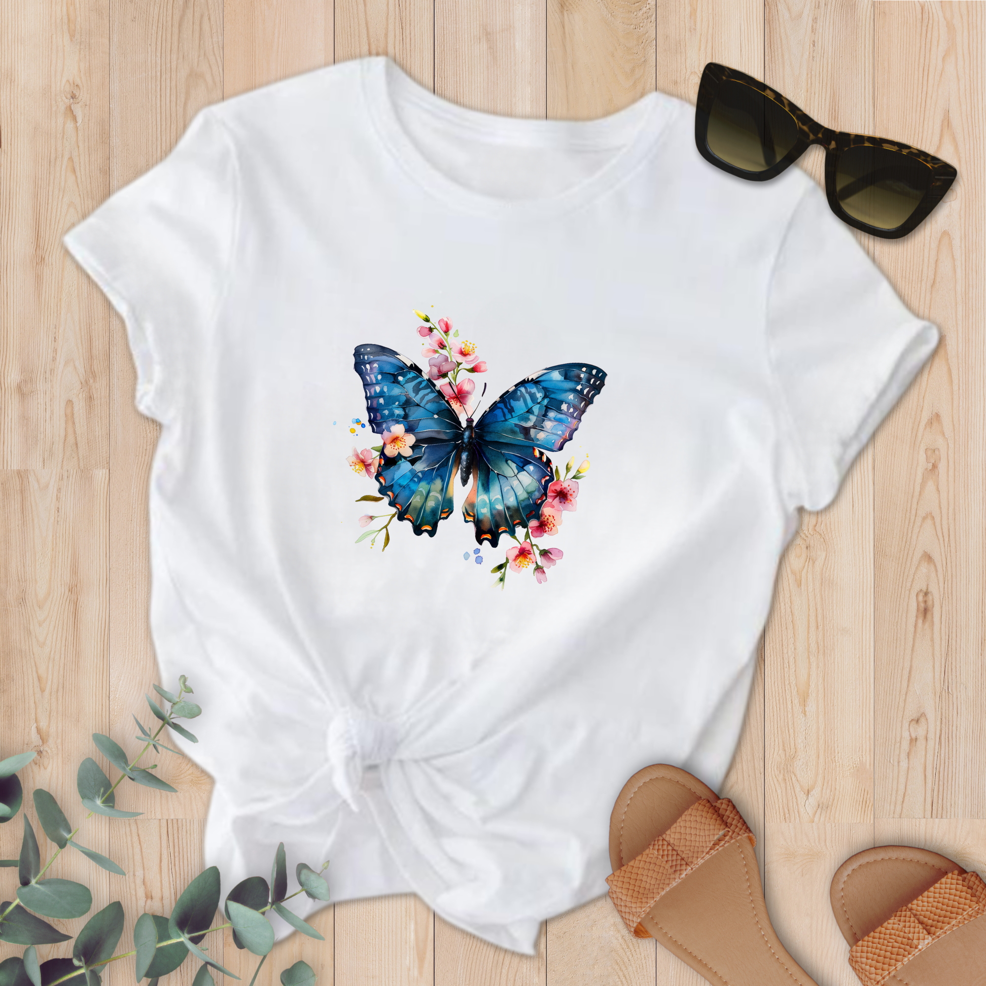 T-shirt Papillon Bleu