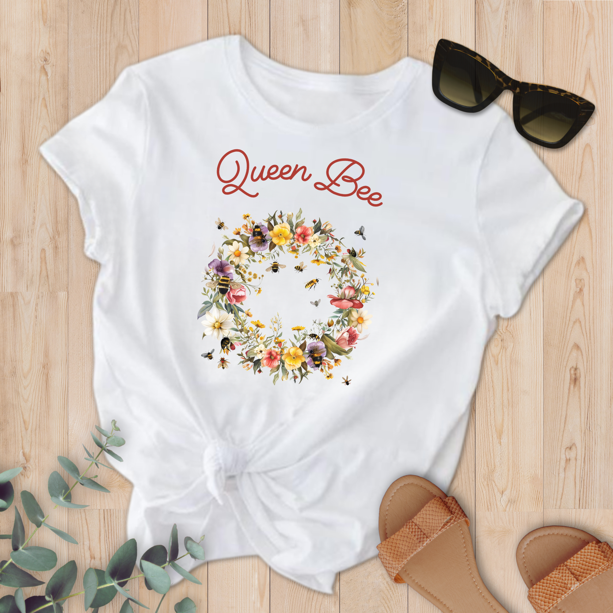 T-shirt Queen Bee Couronne de fleurs