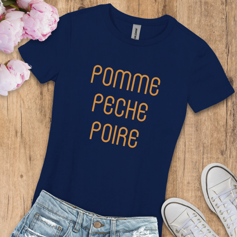 T-shirt fruits : Pomme Pêche Poire