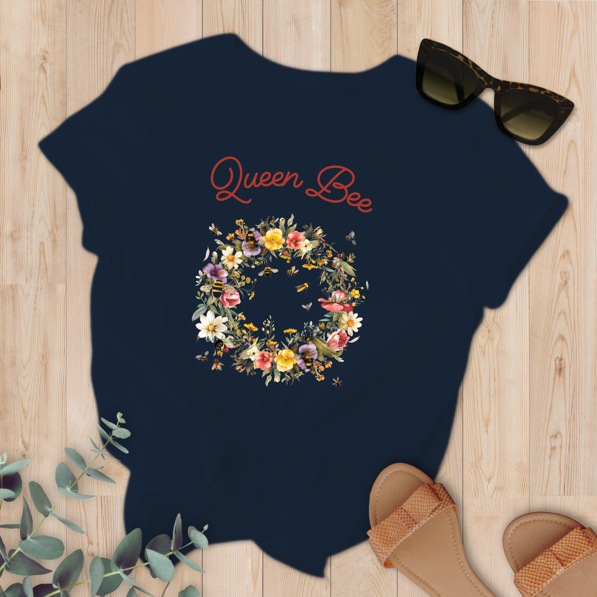 T-shirt Queen Bee Couronne de fleurs