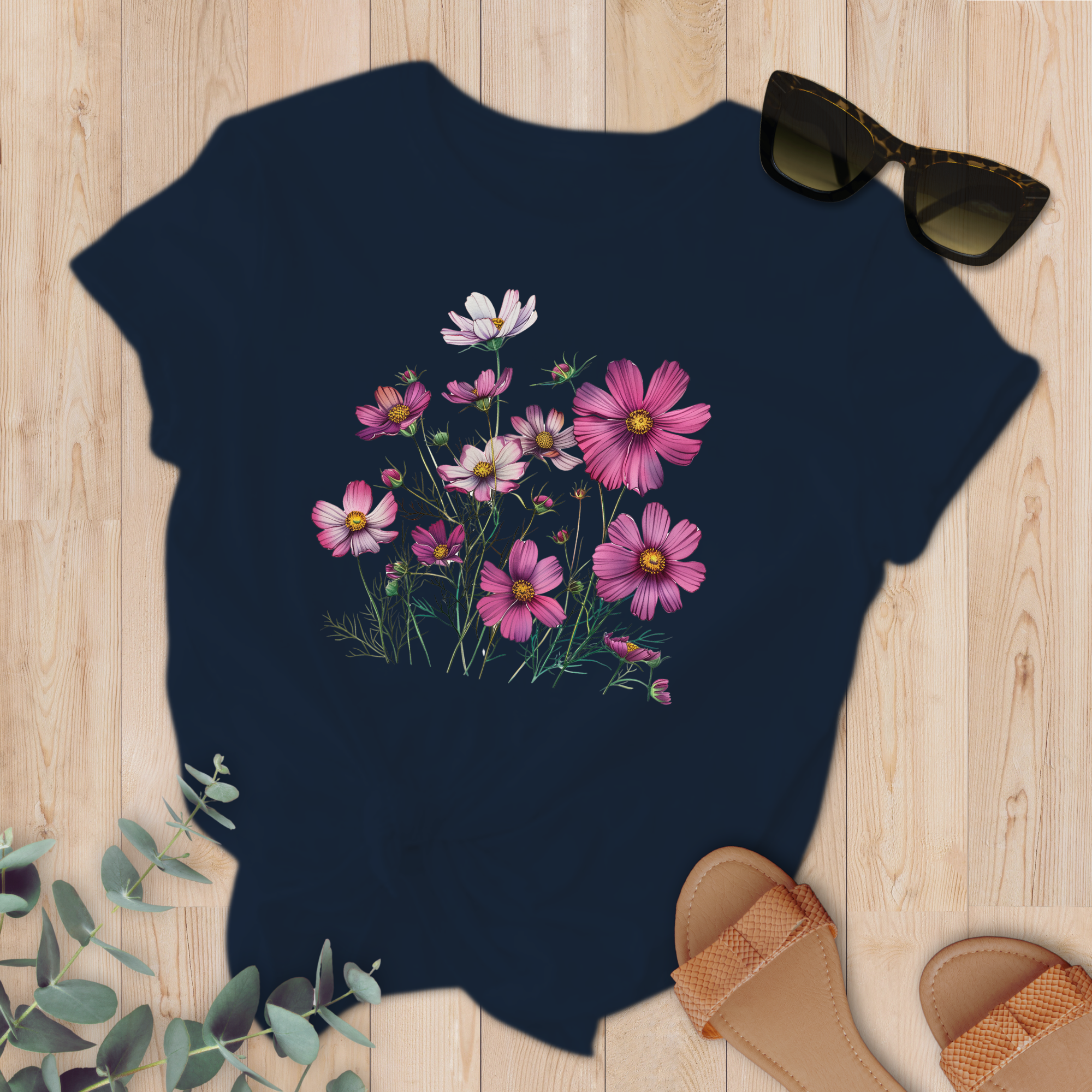 T-shirt Fleur de Cosmos fushia