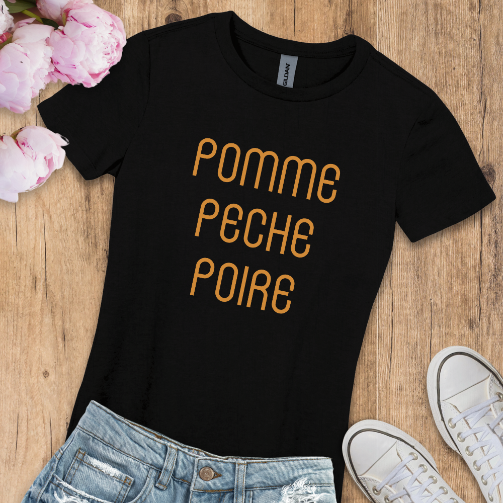 T-shirt fruits : Pomme Pêche Poire