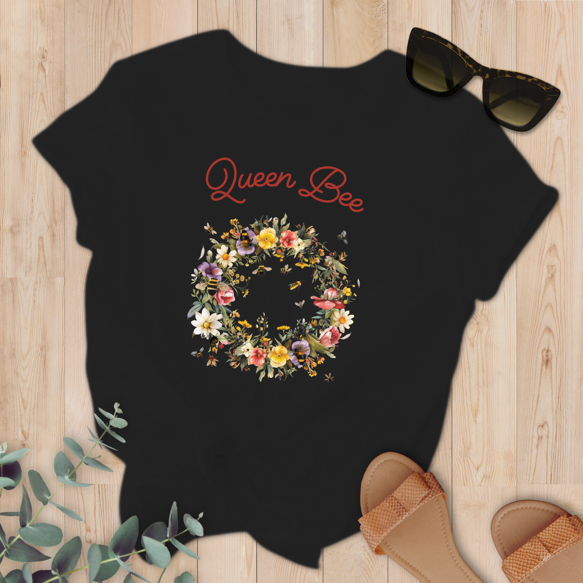 T-shirt Queen Bee Couronne de fleurs