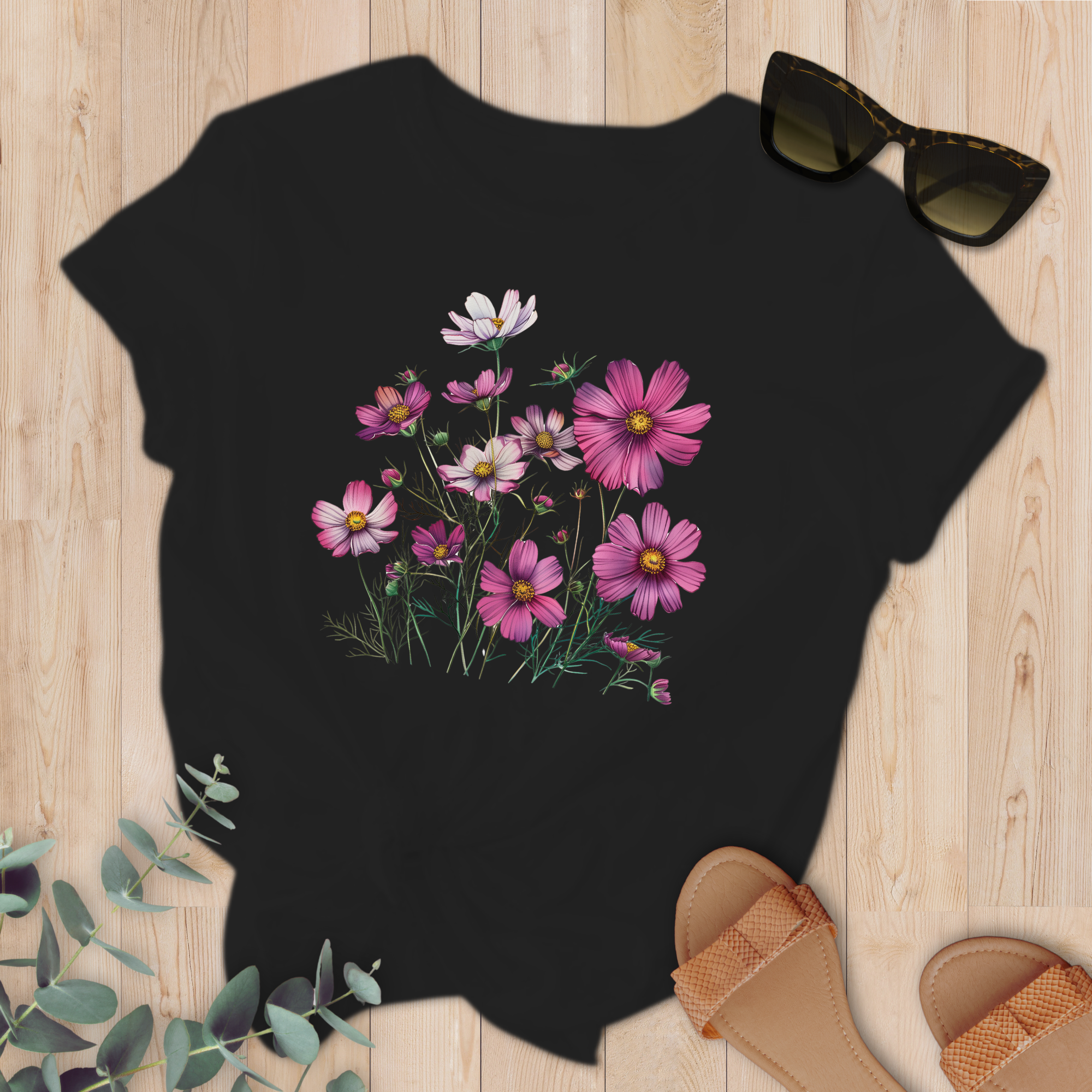 T-shirt Fleur de Cosmos fushia