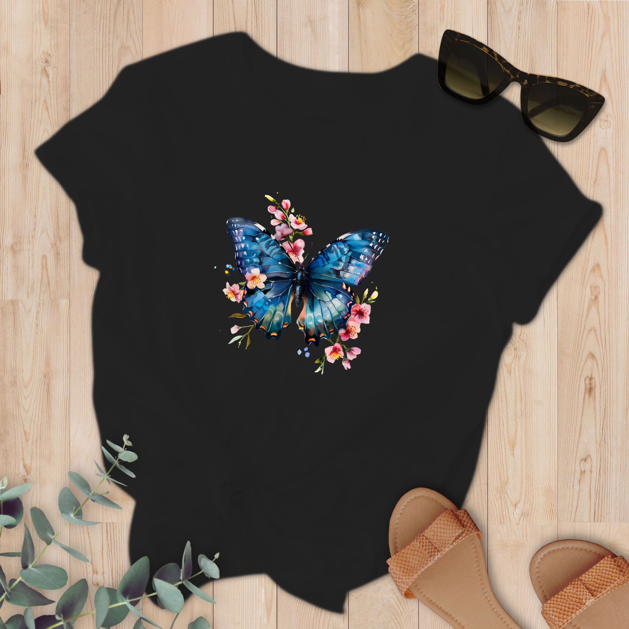 T-shirt Papillon Bleu