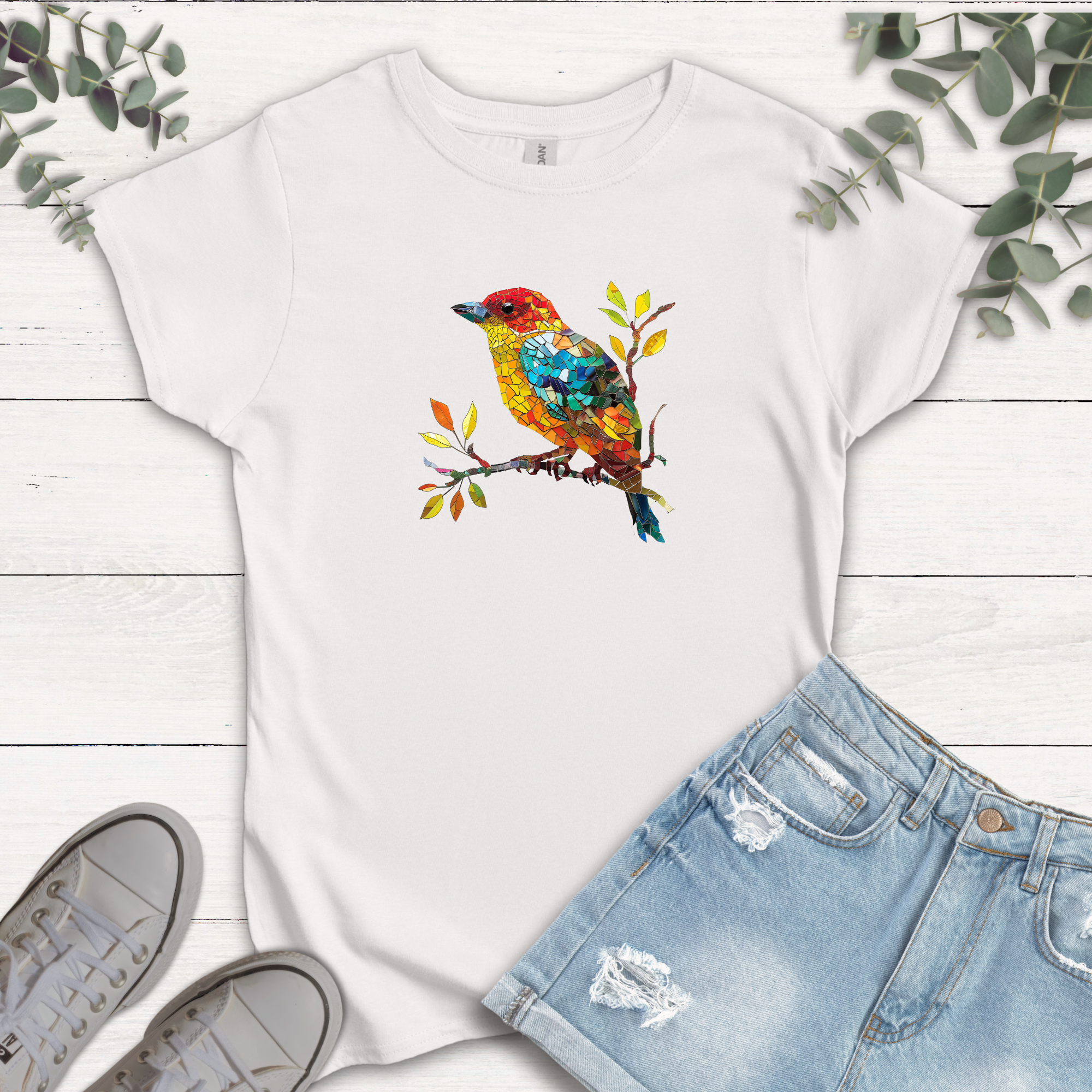 T-shirt Oiseau Mosaïque