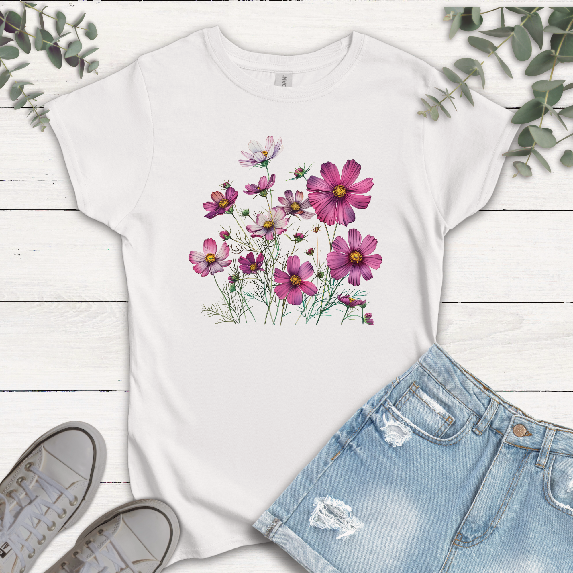 T-shirt Fleur de Cosmos fushia
