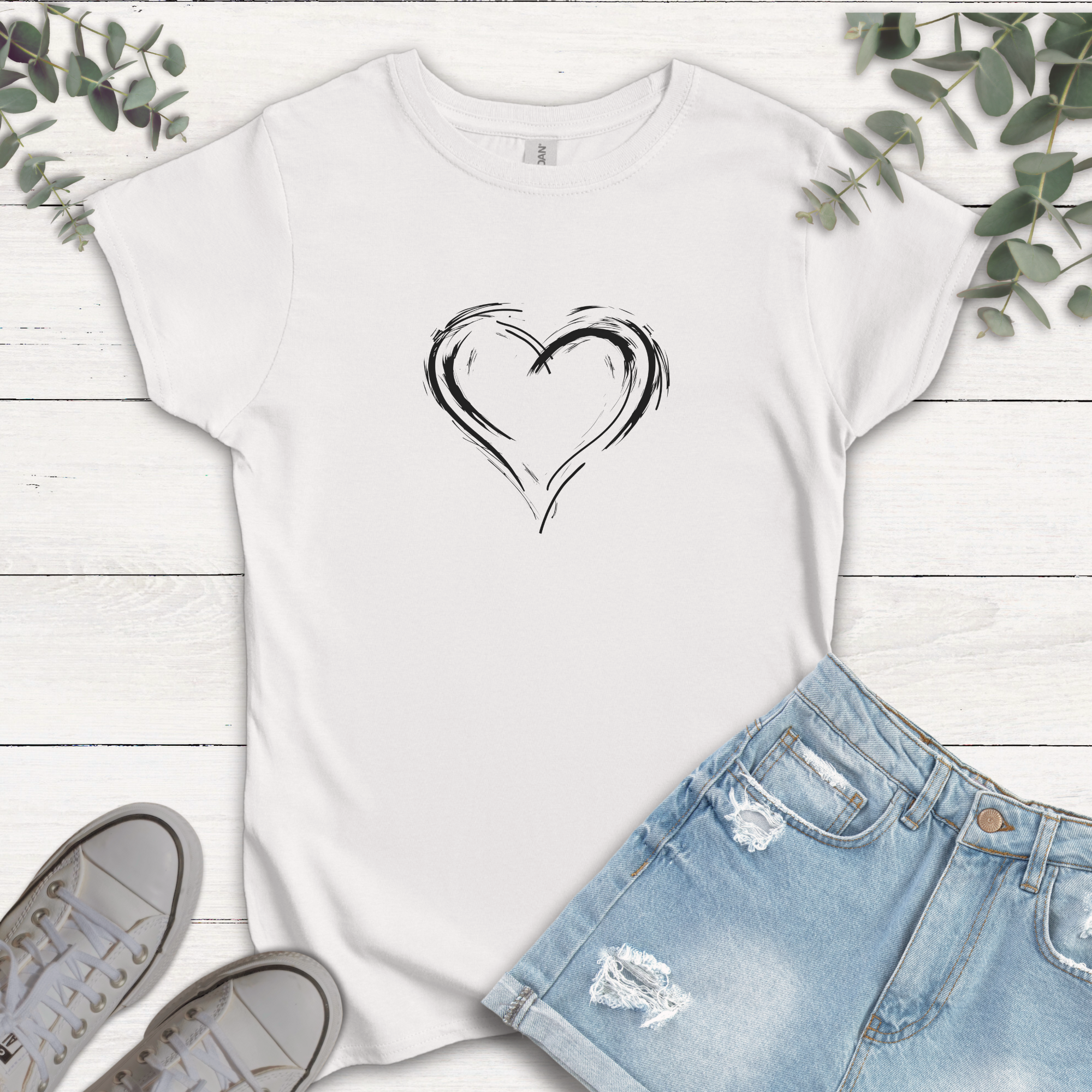 T-shirt Cœur crayonné