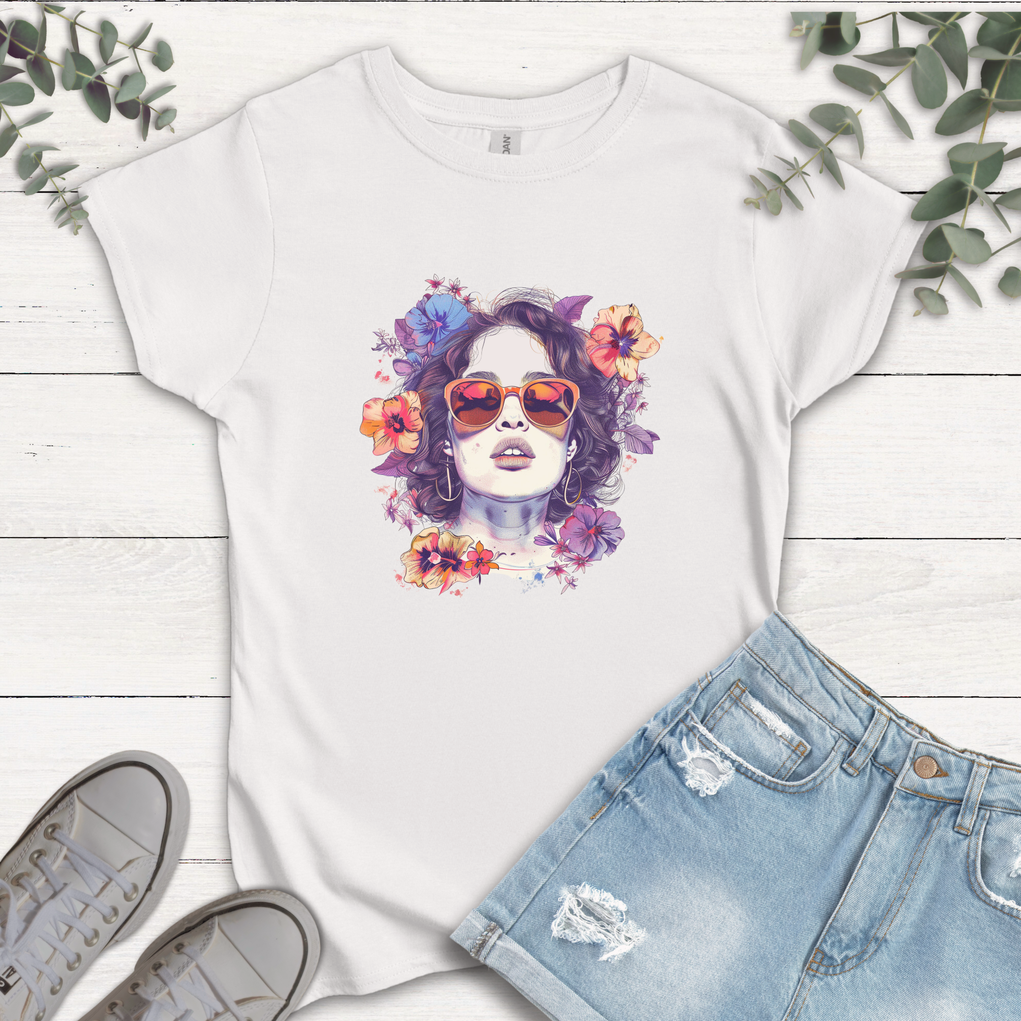 T-shirt Fleurs dans les Cheveux