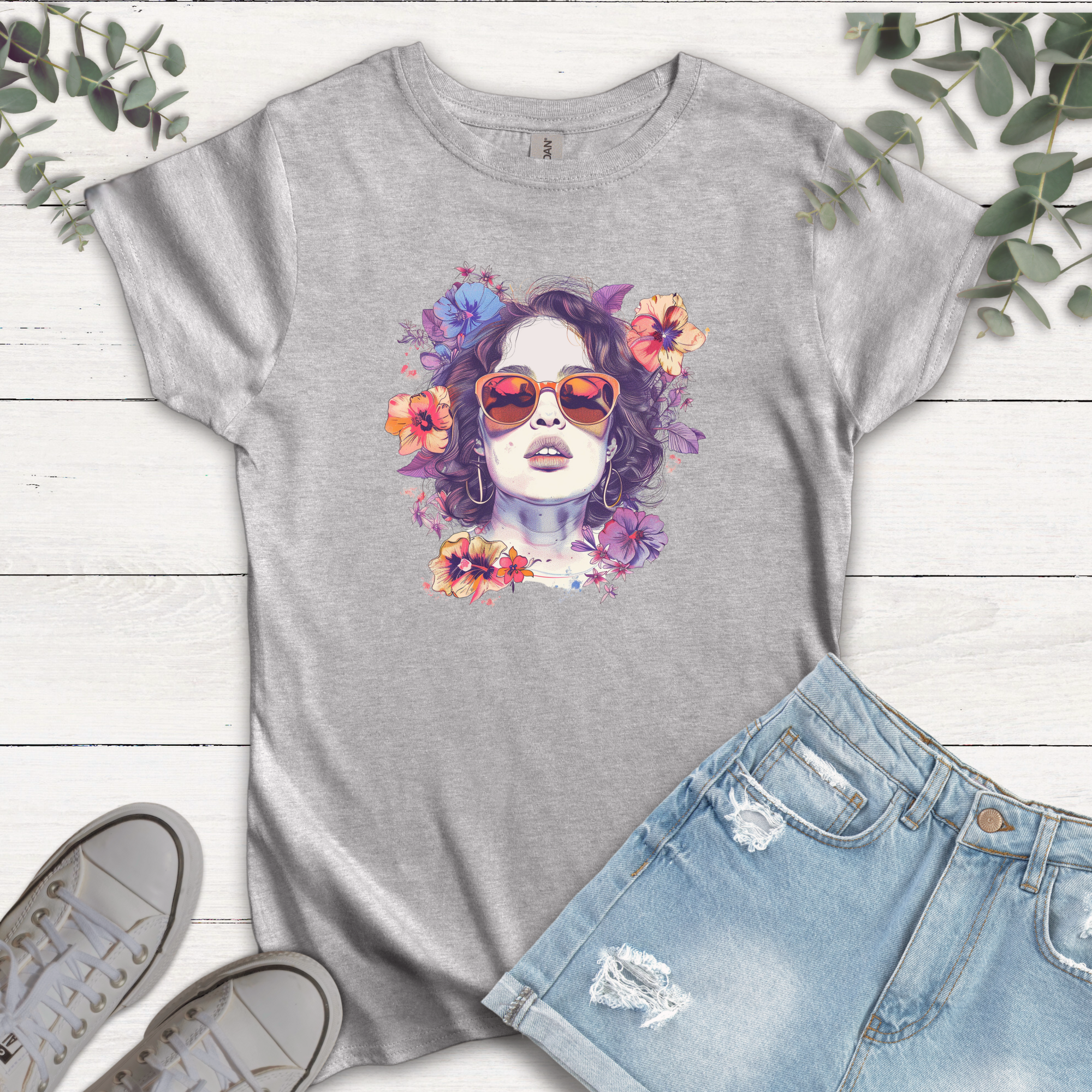 T-shirt Fleurs dans les Cheveux
