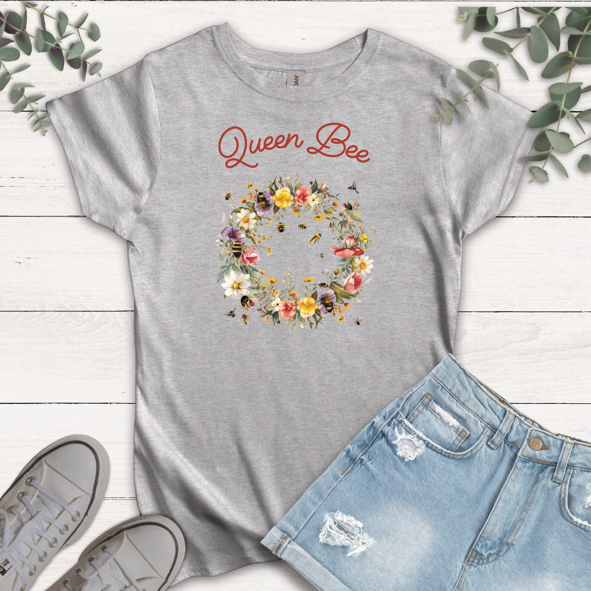 T-shirt Queen Bee Couronne de fleurs