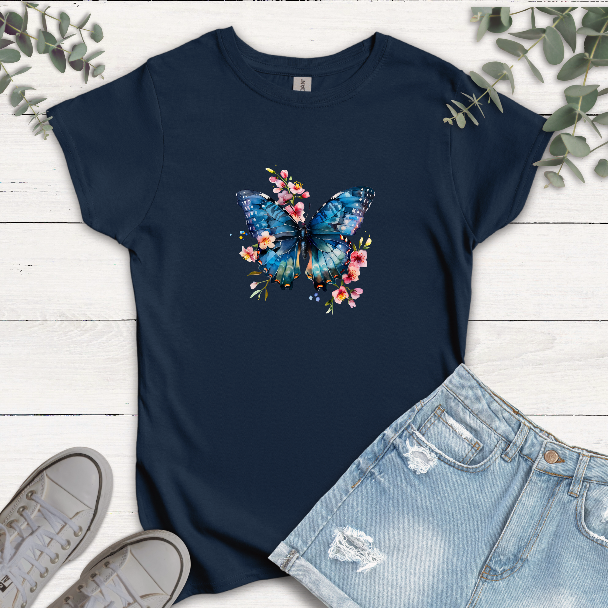 T-shirt Papillon Bleu