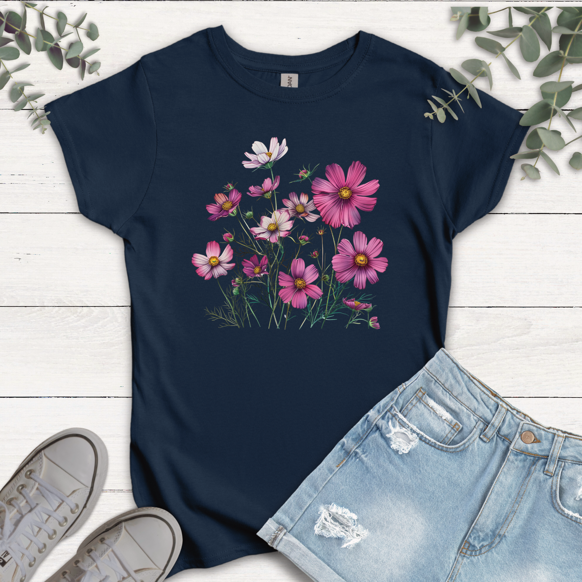 T-shirt Fleur de Cosmos fushia
