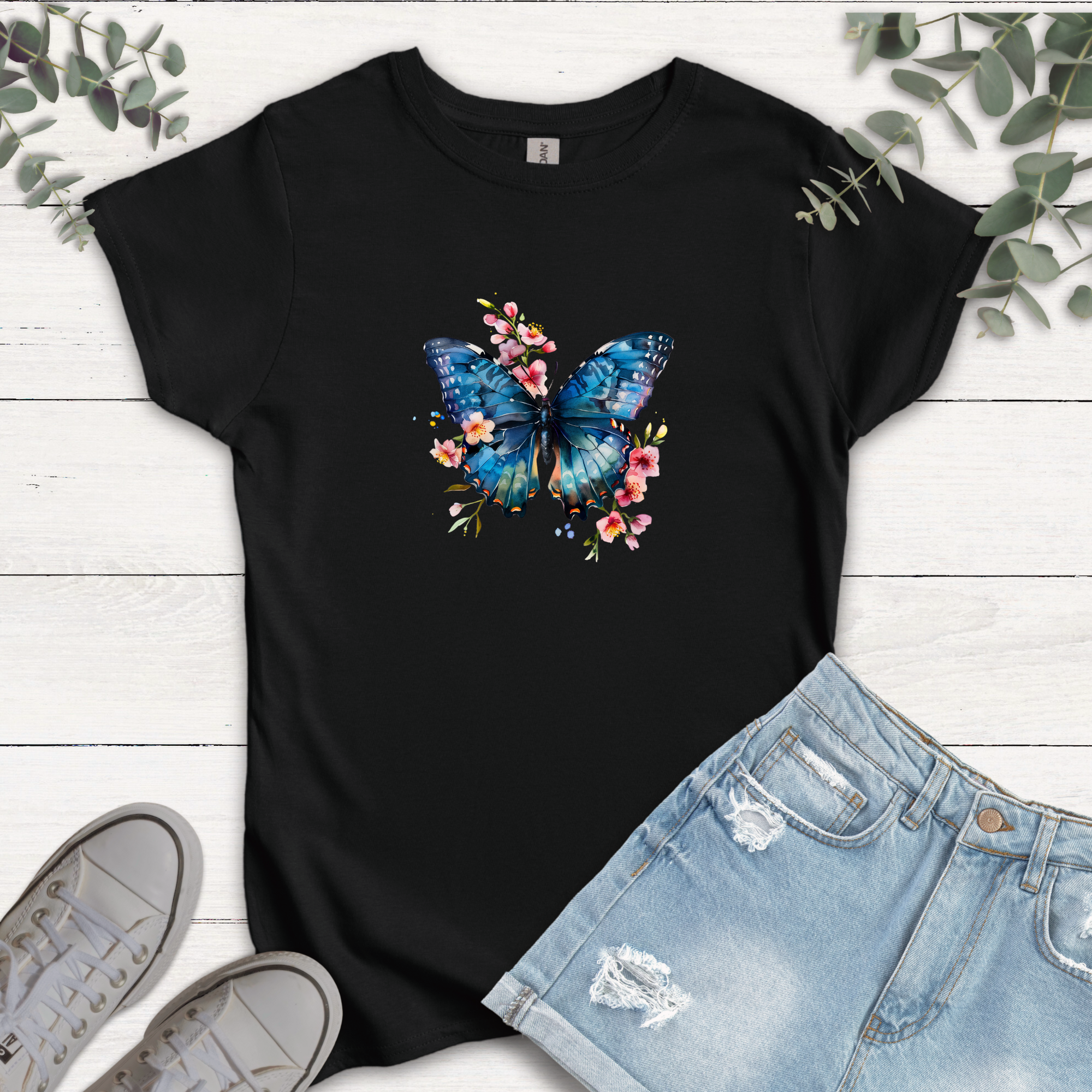 T-shirt Papillon Bleu