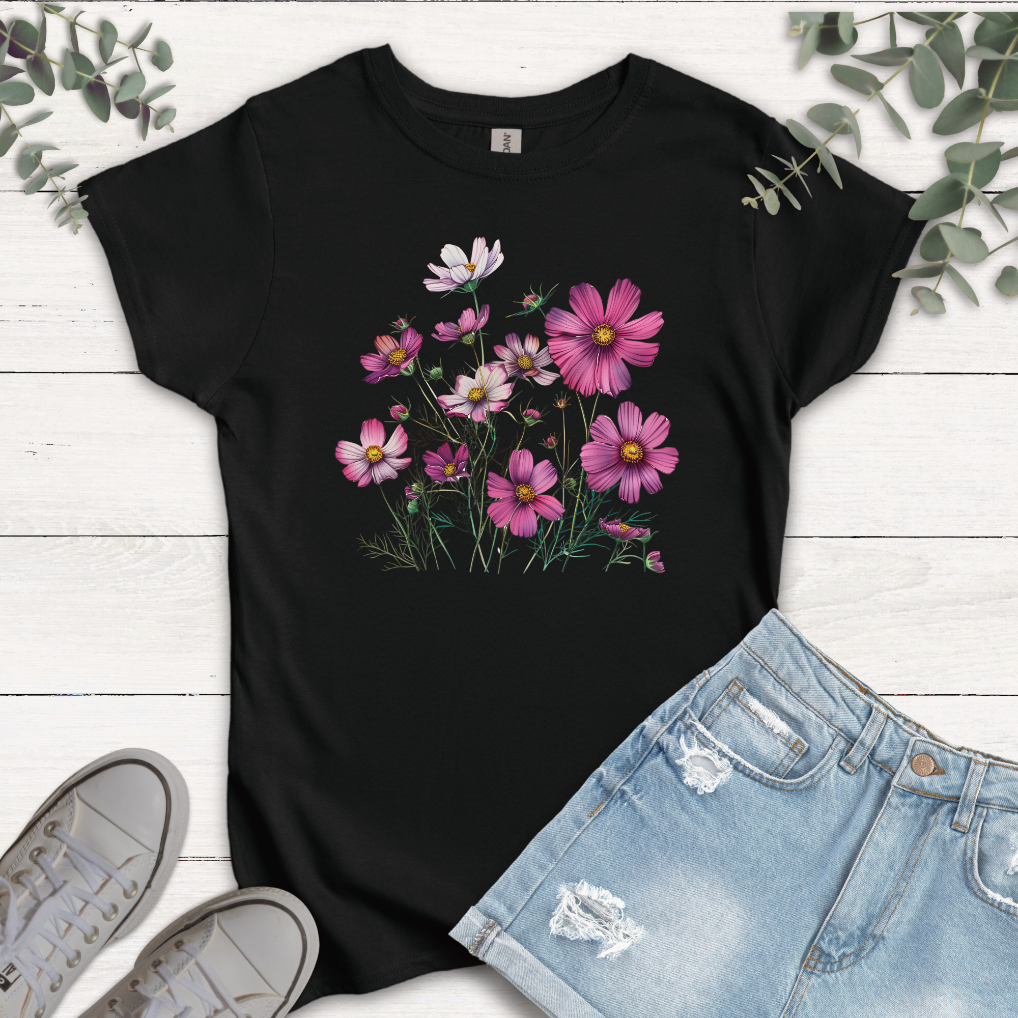 T-shirt Fleur de Cosmos fushia