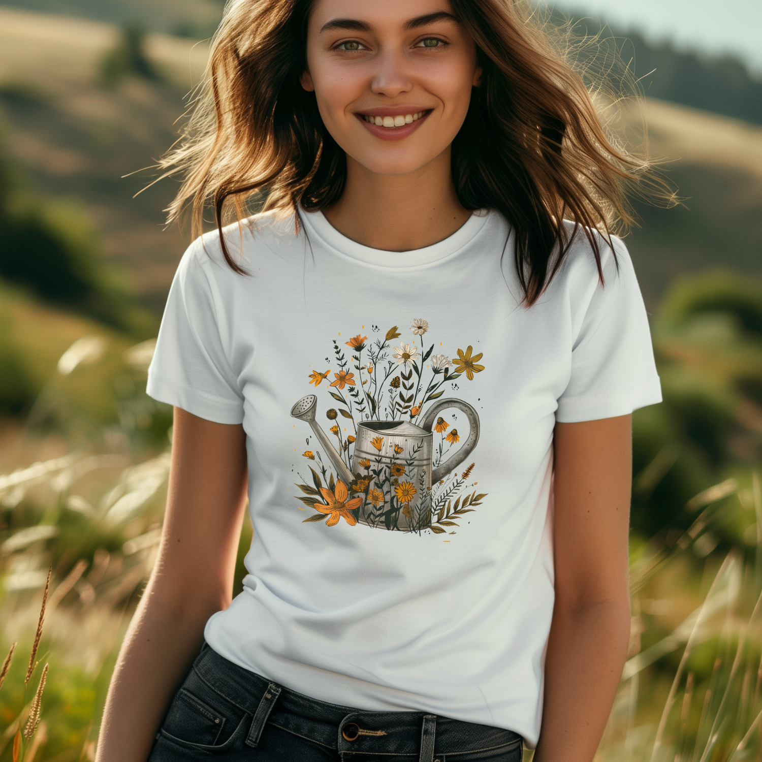 T-shirt Arrosoir fleurs sauvages