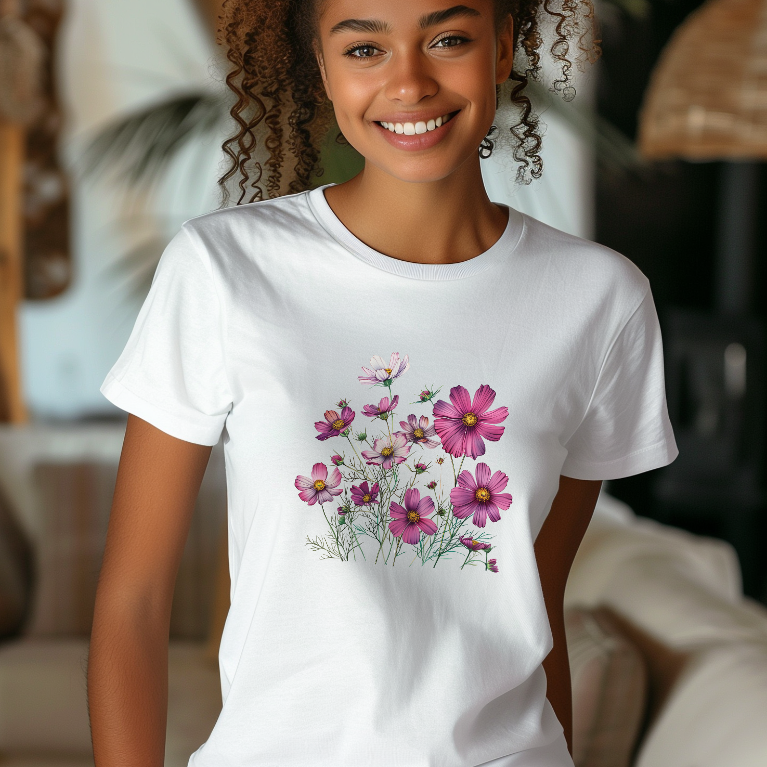 T-shirt Fleur de Cosmos fushia