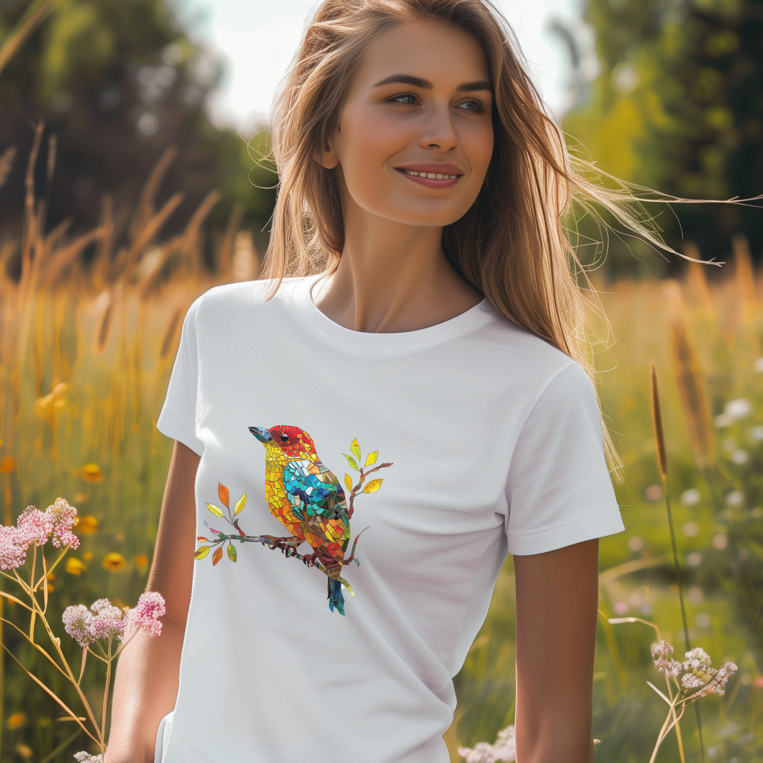 T-shirt Oiseau Mosaïque