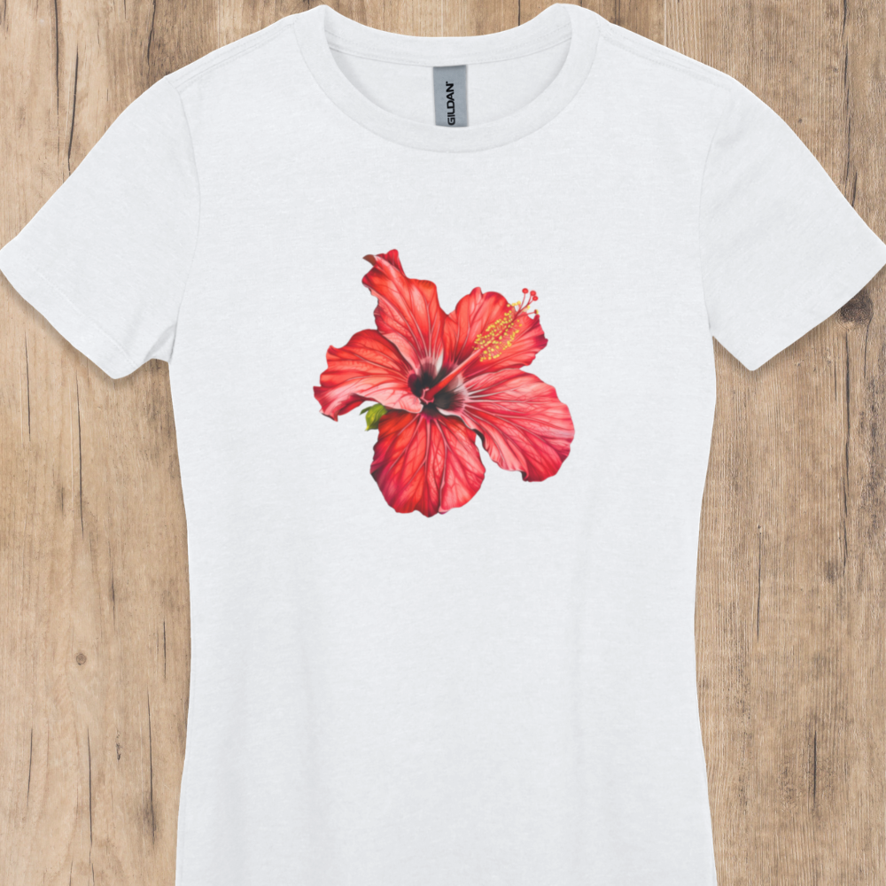 T-shirt Hibiscus Rouge