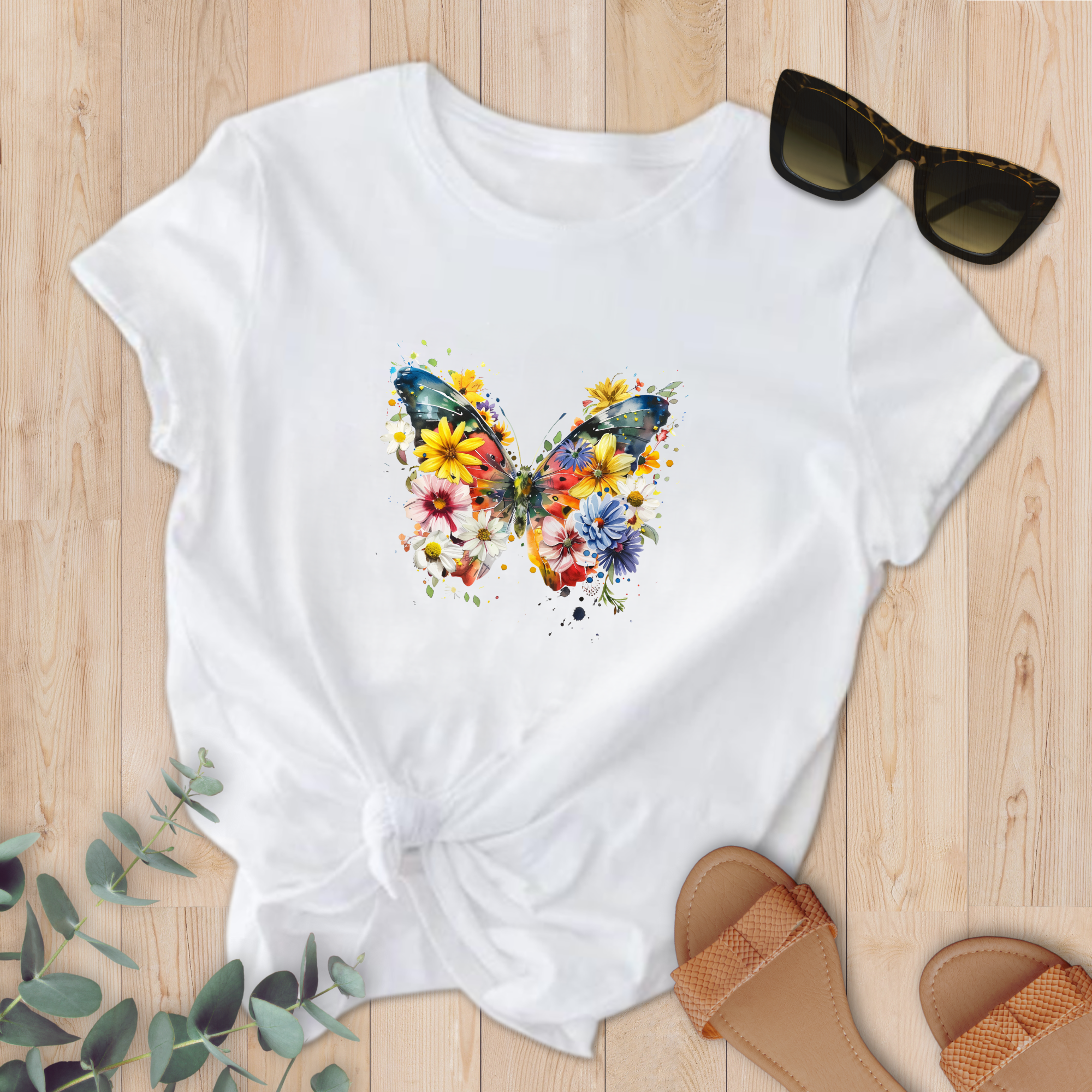 T-shirt Papillon fleuri