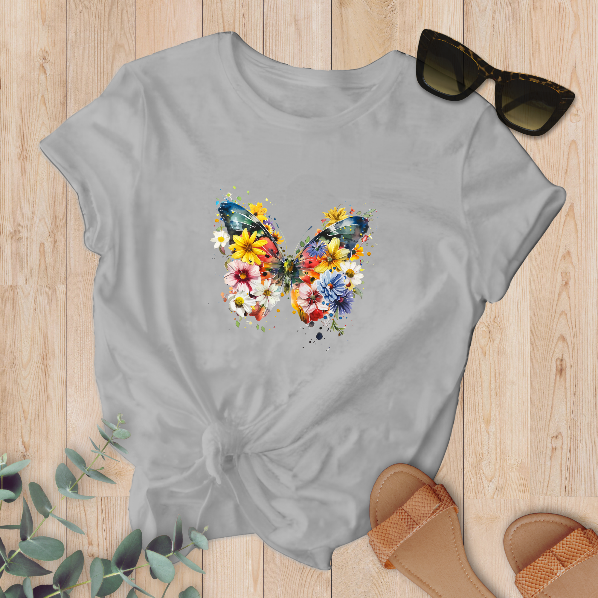 T-shirt Papillon fleuri