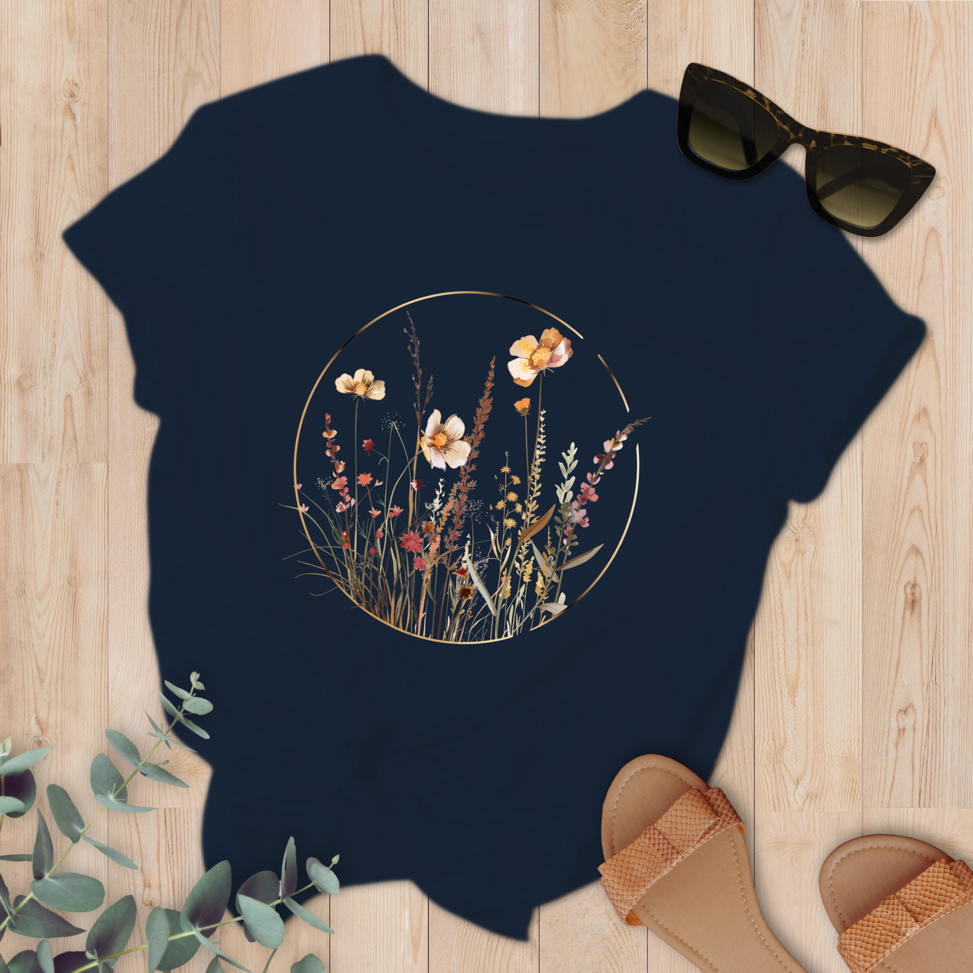 T-shirt Cercle doré Fleurs sauvages