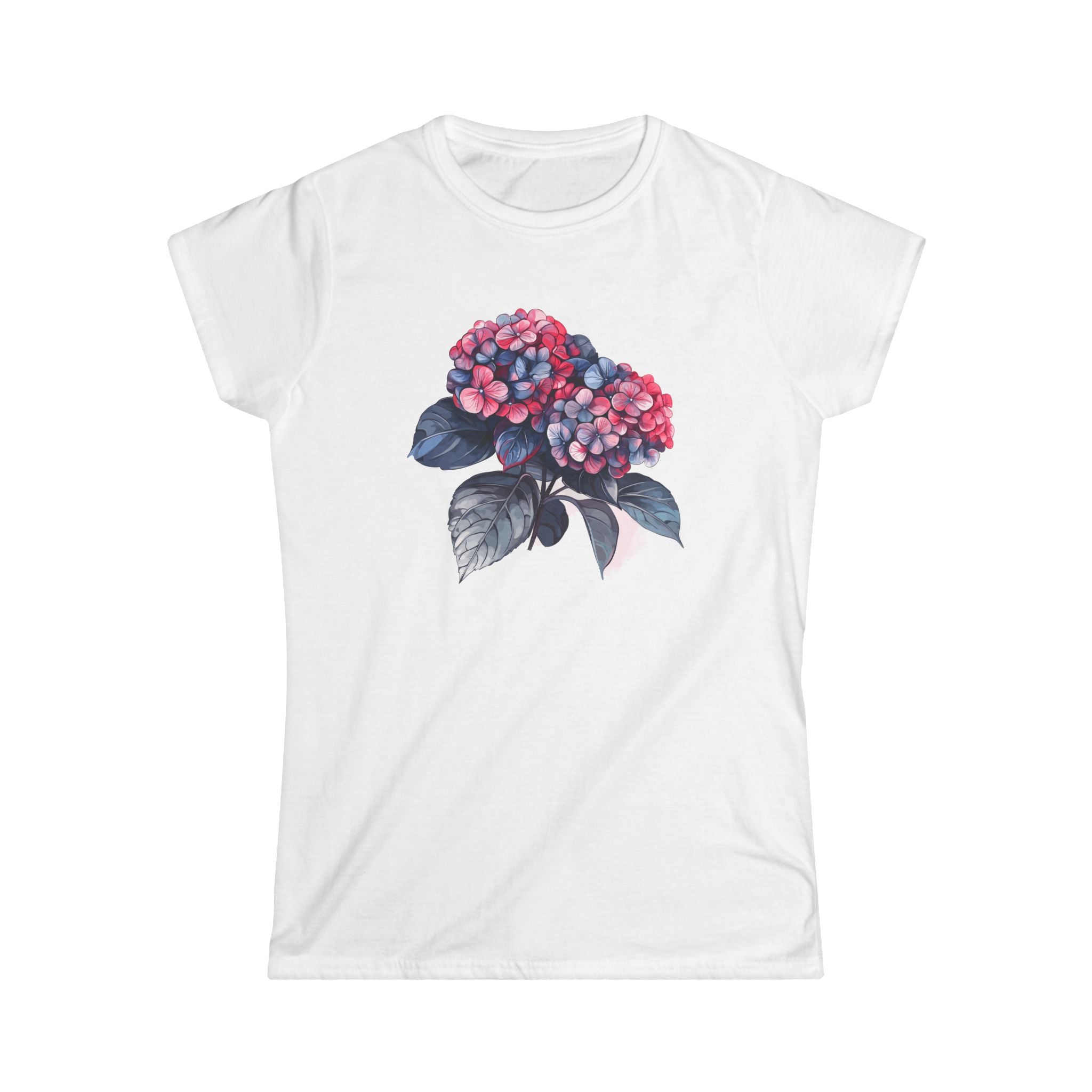 T-shirt Hortensia rose et bleue