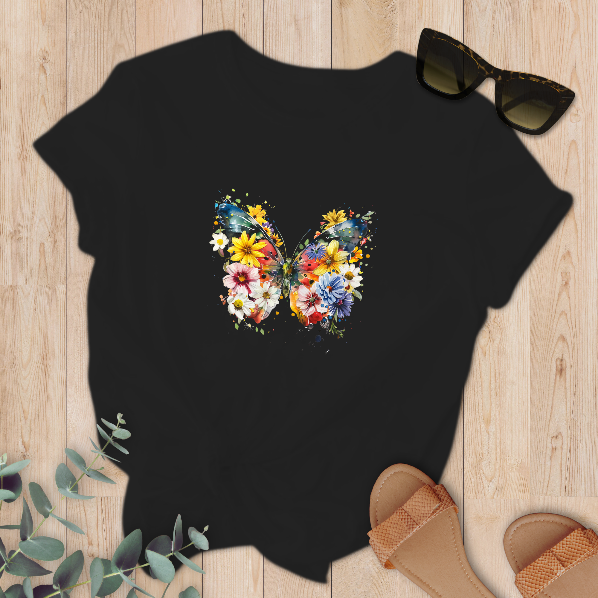 T-shirt Papillon fleuri