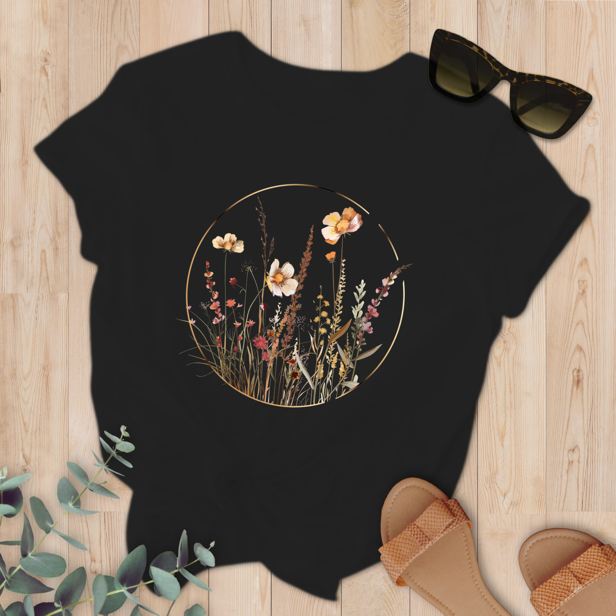 T-shirt Cercle doré Fleurs sauvages