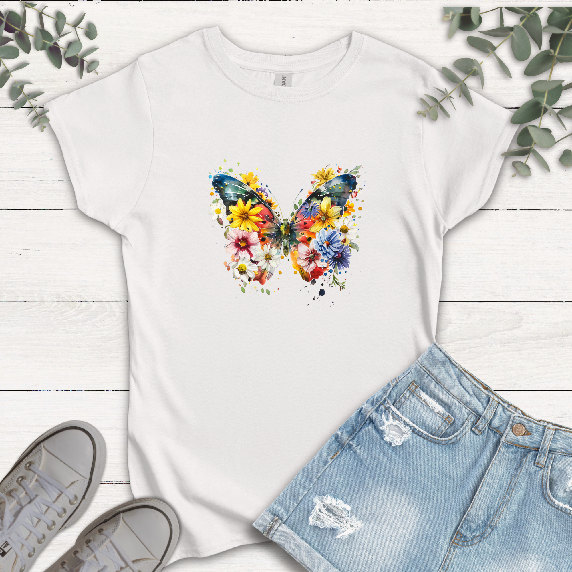 T-shirt Papillon fleuri