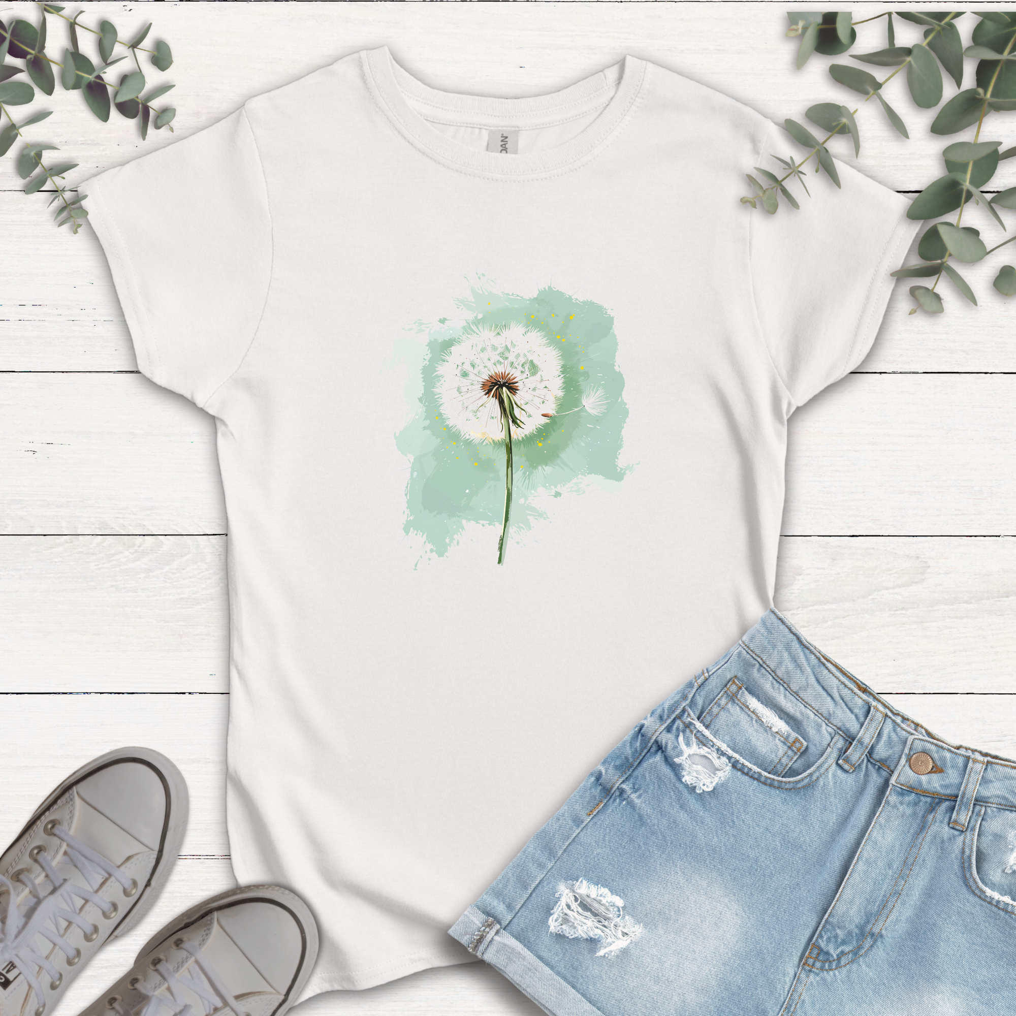 T-shirt Pissenlit vert d'eau