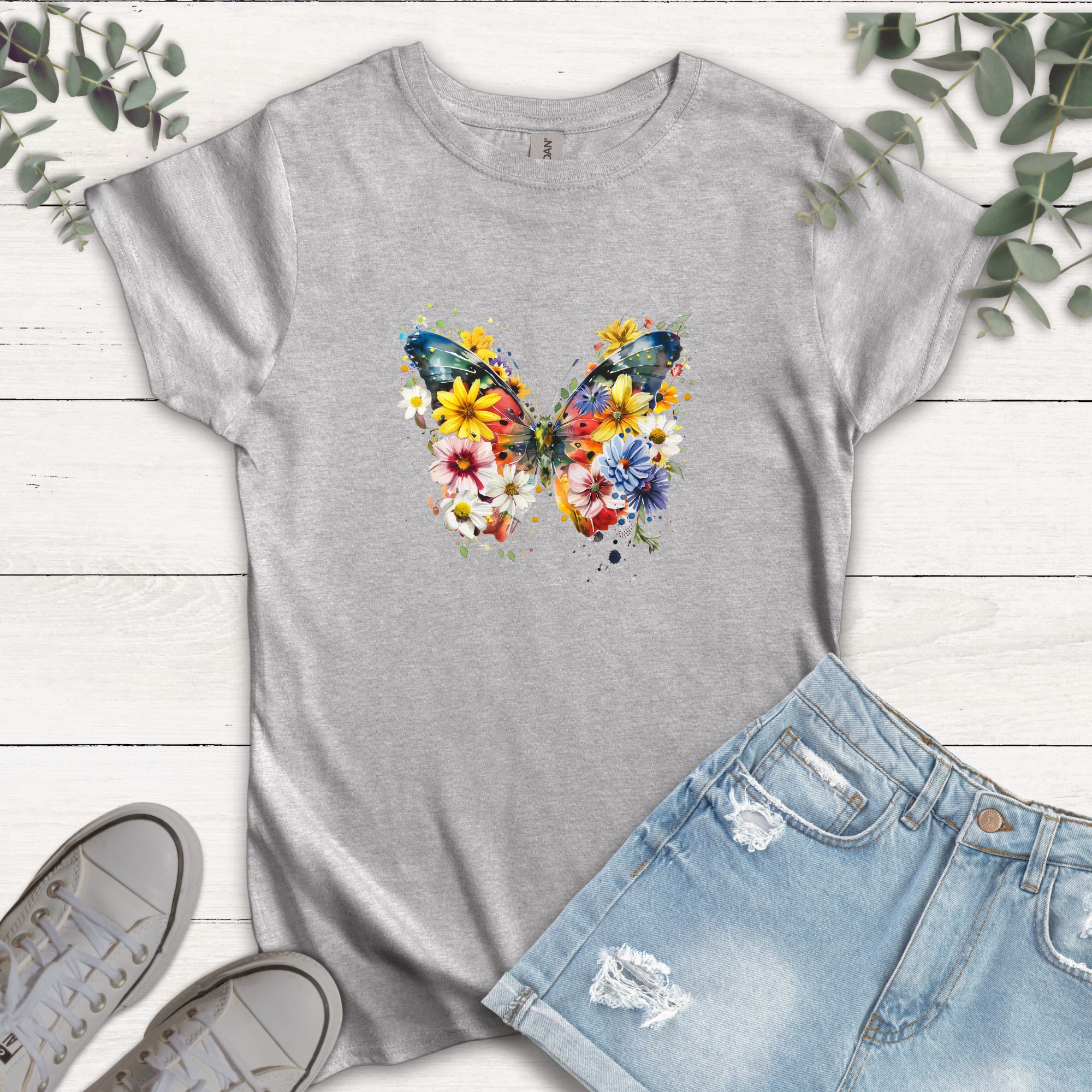 T-shirt Papillon fleuri