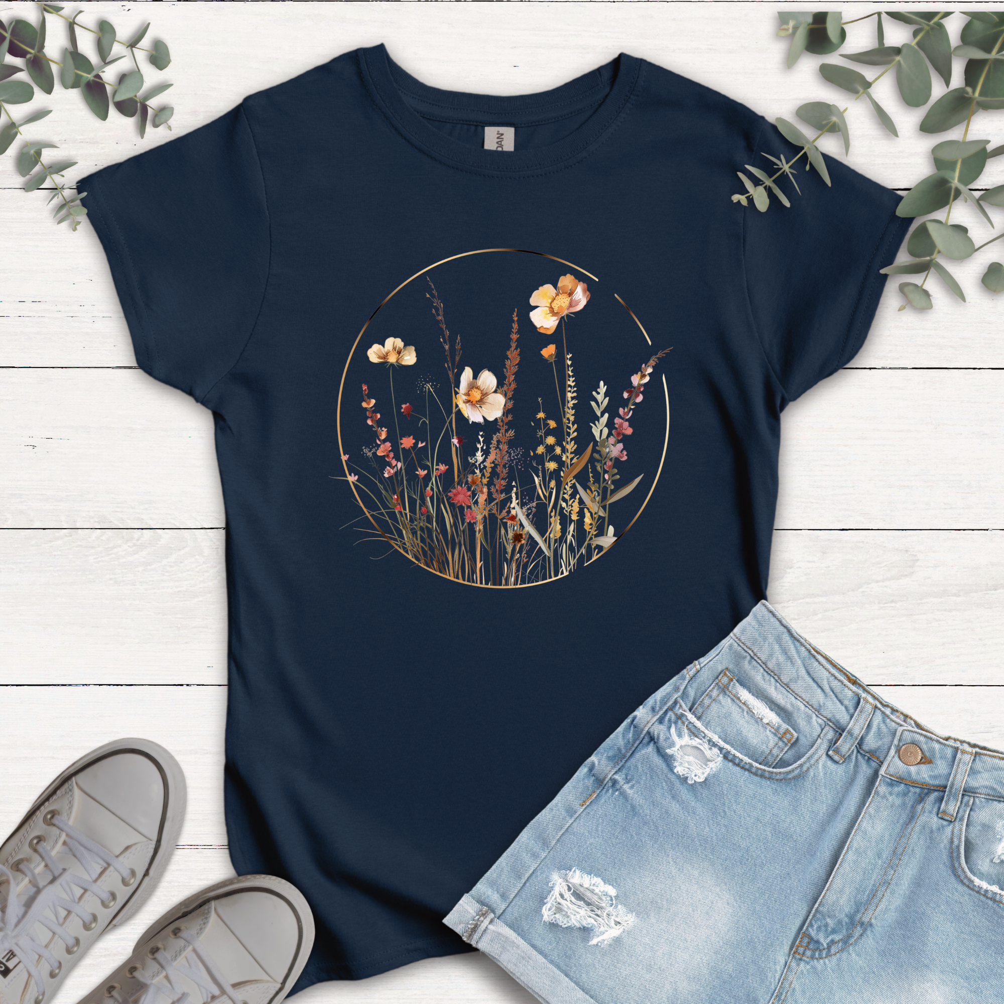 T-shirt Cercle doré Fleurs sauvages