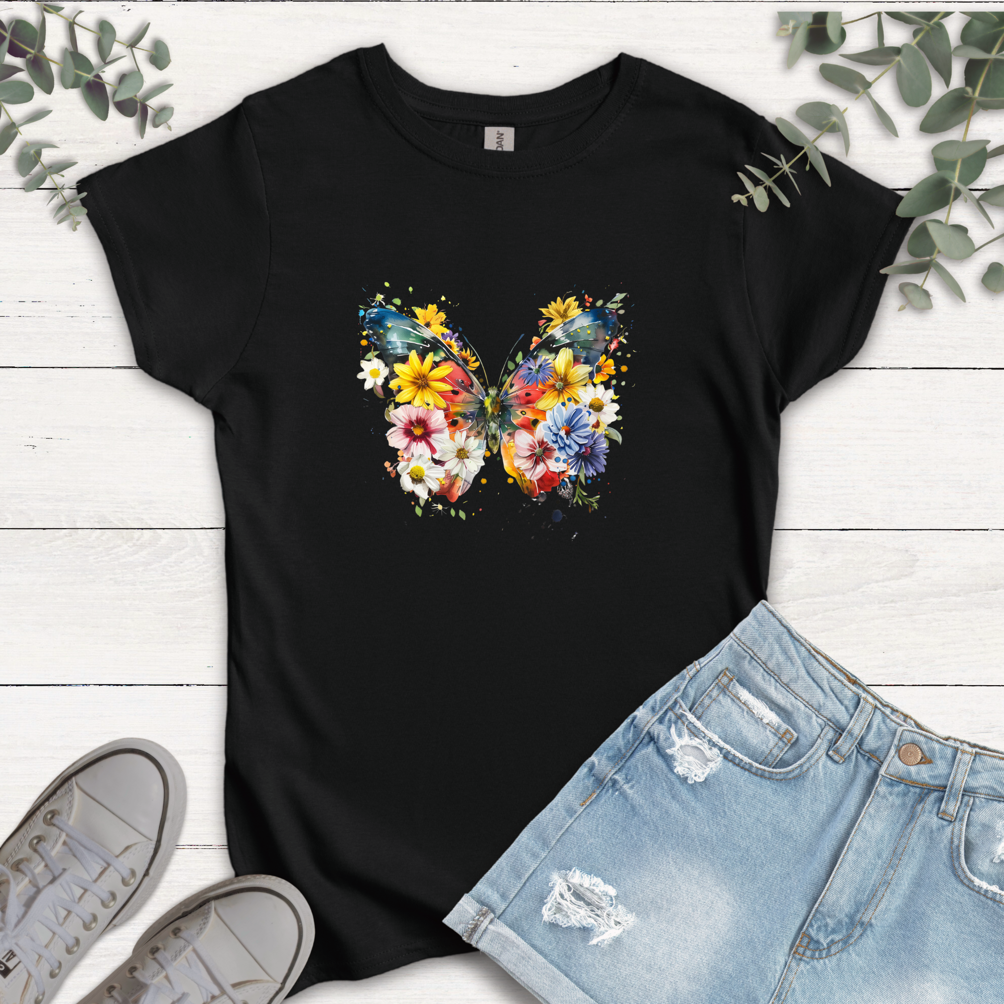 T-shirt Papillon fleuri