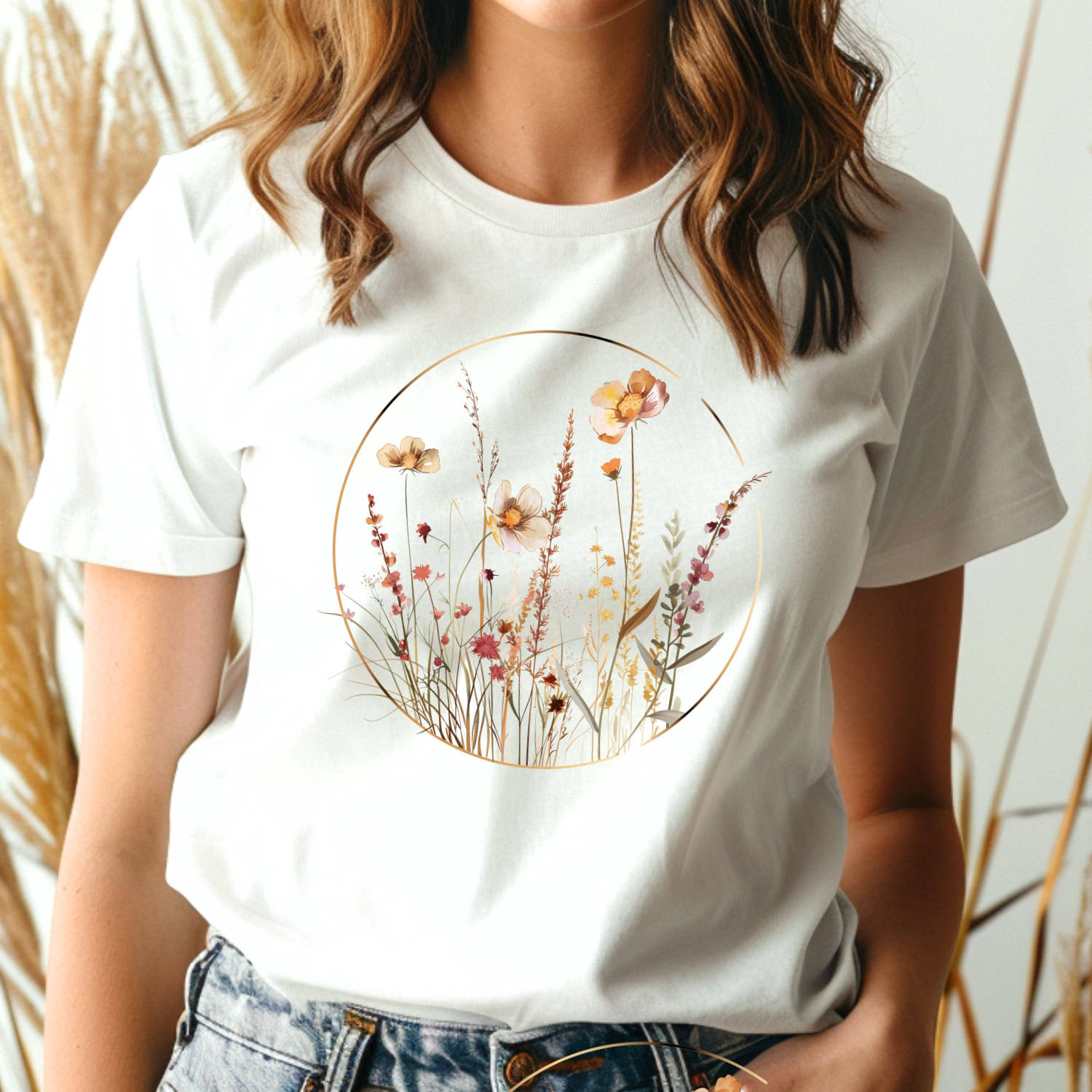 T-shirt Cercle doré Fleurs sauvages