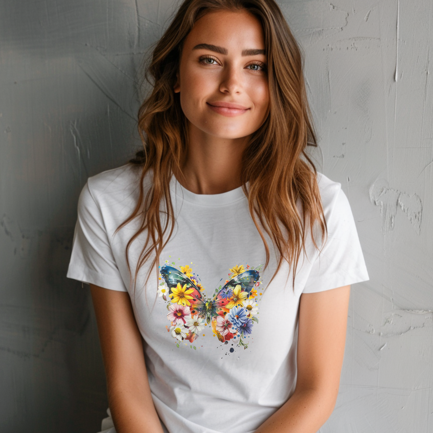 T-shirt Papillon fleuri