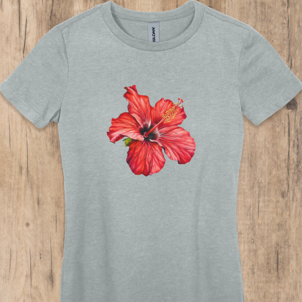 T-shirt Hibiscus Rouge
